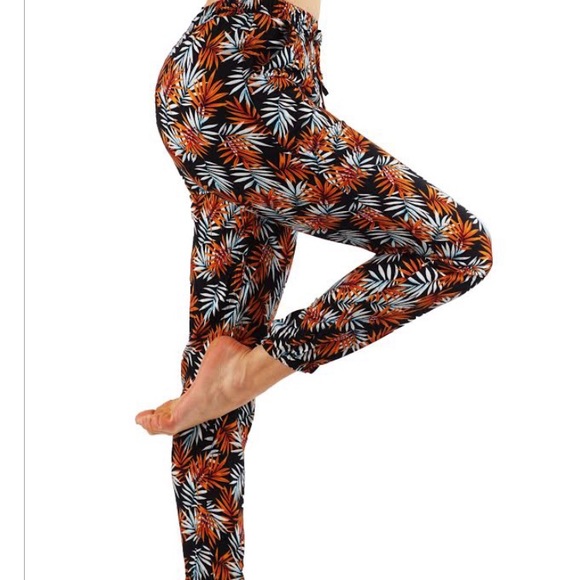 Orange white leaf joggers casual - Picture 2 of 3